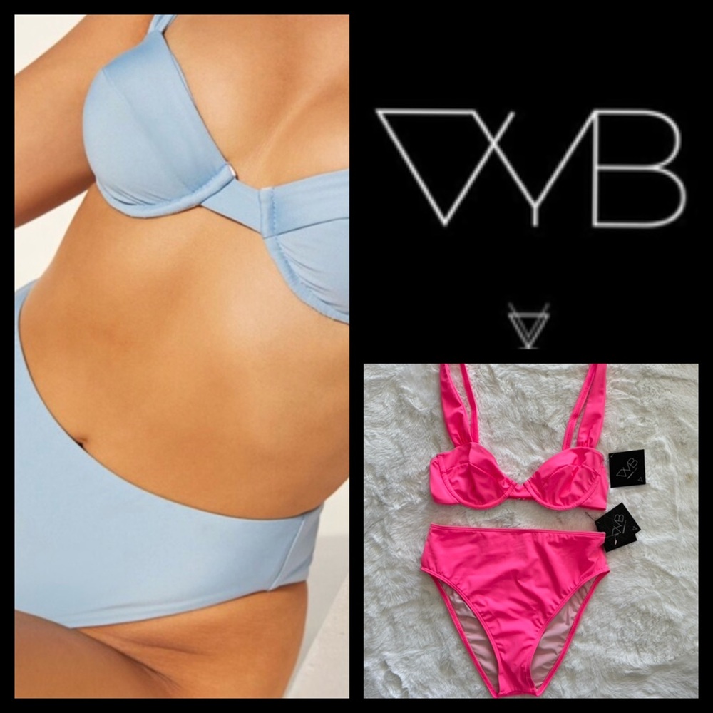 NWT VYB Swim Underwire High Waist Pink Bikini